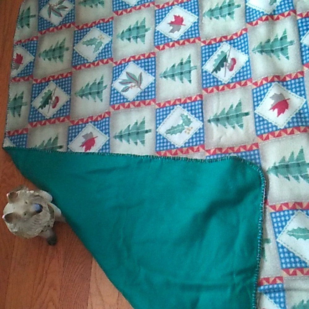 Pine Tree Fleece Lap Throw BLANKET NEW OOAK HANDMADE